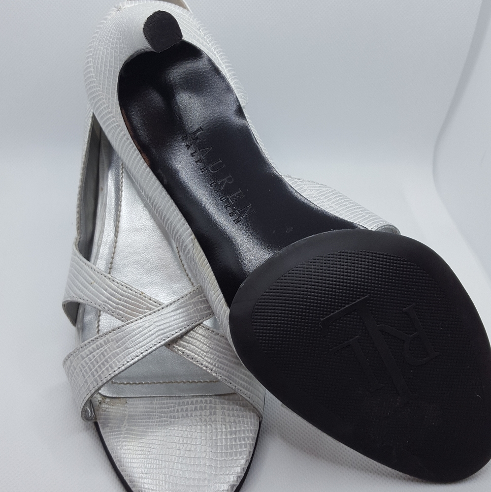 Ralph Lauren, Silver heels, Sz8 - Picture 1 of 6